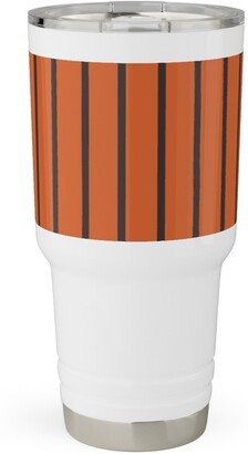 Travel Mugs: Halloween Stripes Travel Tumbler, 30Oz, Orange