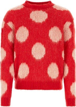 Polka-Dot Knitted Crewneck Jumper