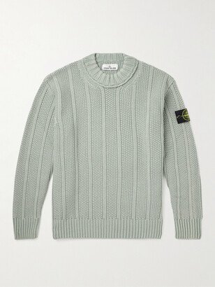 Logo-Appliqued Ribbed Virgin Wool Sweater