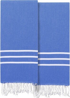 Set Of 2 Alara Turkish Cotton Pestemal Beach Towels-AA