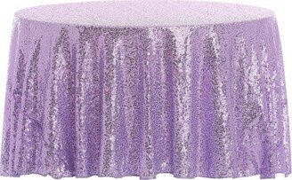 Unique Bargains Polyester Sequin Dining Room Parties Dances Round Tablecloth 1 Pc Light Purple 71x71inch