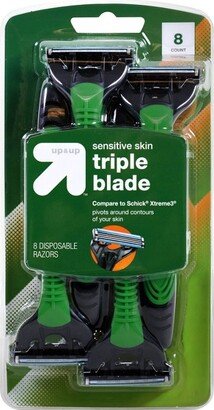 Men's Triple Blade Sensitive Skin Disposable Razor - 8ct - up & up™