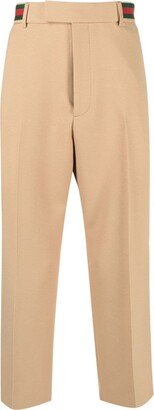 Web-stripe trim cropped trousers