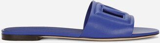 Calfskin sliders with logo-AA