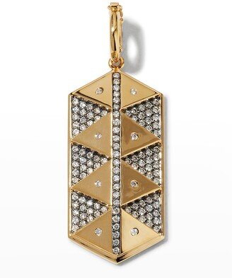 Yellow Gold Elongated Hexagonal Shield Charm with Diamonds