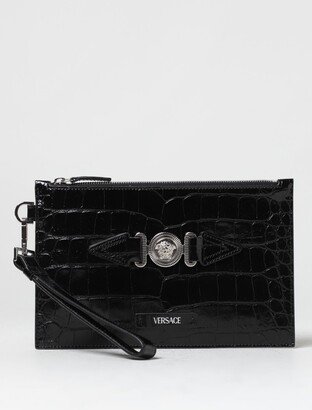 Medusa Biggie clutch in croco print leather