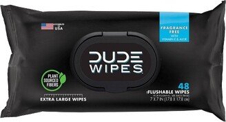 Dude Wipes Fragrance-Free Flushable Personal Wipes - 48ct