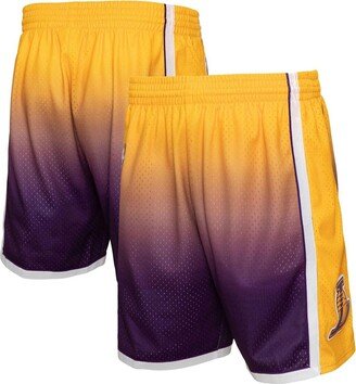 Men's Gold and Purple Los Angeles Lakers 2009/10 Hardwood Classics Fadeaway Reload 3.0 Swingman Shorts - Gold, Purple