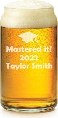 Mastered It Masters Degree Graduation 16 Oz Beer Can Glass Gift