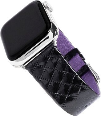 Chalonne Liquid Grid - Black Patent Leather Luxury Apple Watch Band - Silver