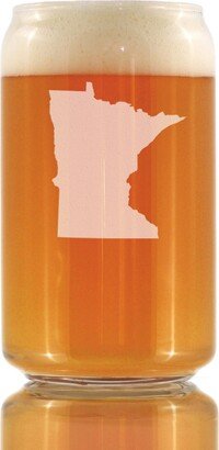 Minnesota State Outline Beer Can Pint Glass, Etched Gifts For Minnesotans - 16 Oz