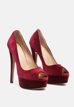 Rag & Co BRIELLE Peep Toe Stiletto Sandals In Burgundy