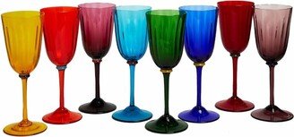 Rainbow set of 8 wine glasses