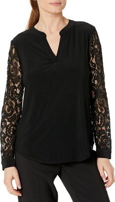 Women's Split Neck TOP W/Combo SLV