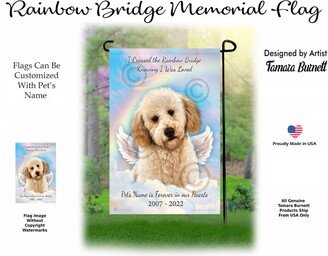 Labradoodle Blonde/Yellow Poodle Cut - Pet Memorial Garden Flag With Personalization Options