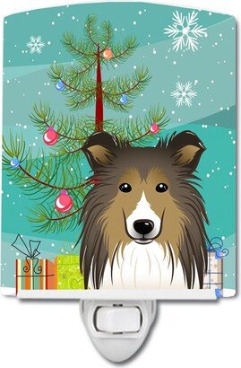 Christmas Tree and Sheltie Ceramic Night Light