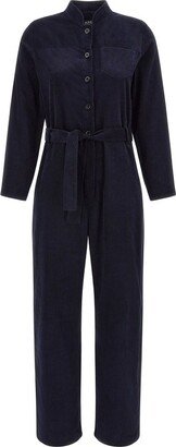 Belted Buttoned Denim Jumpsuit