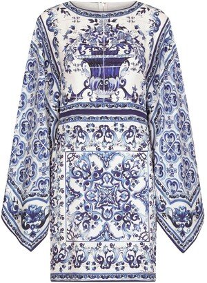 Majolica-print mini dress