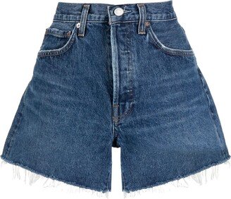 Parker raw-cut denim shorts