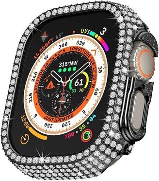 Worryfree Gadgets Hard Case for Apple Watch Ultra 49mm Full Cover Bling Shockproof Protective Frame, Black - 49mm