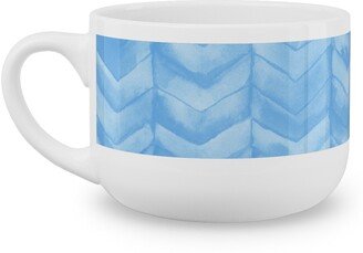 Mugs: Watercolor Chevron Latte Mug, White, 25Oz, Blue