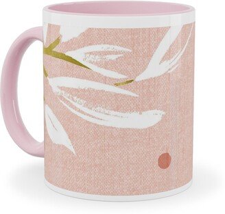 Mugs: Zen - Gilded Leaves - Blush Pink Large Ceramic Mug, Pink, 11Oz, Pink