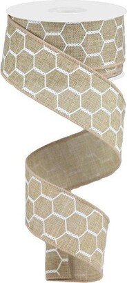 Chicken Wire Light Beige/White Royal Wired Ribbon, Farmhouse 1.5