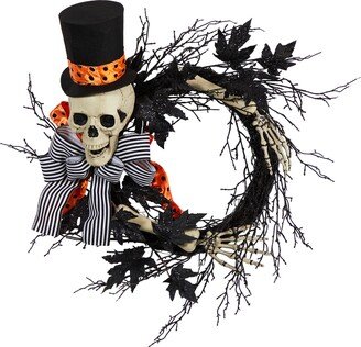 26 Halloween Dapper Skeleton Wreath - Black/Grey