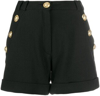 High-Waisted Logo-Button Shorts