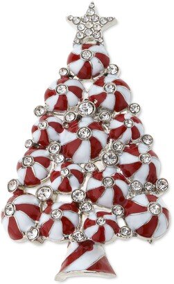 Silver-Tone Crystal Peppermint Tree Pin, Created for Macy's
