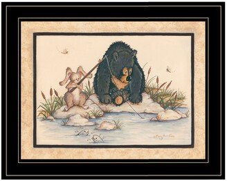 Gone Fishing by Mary June, Ready to hang Framed Print, Black Frame, 19