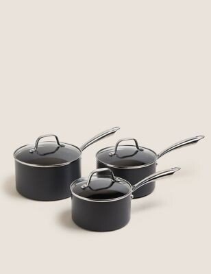 M&S chef 3 Piece Hard Anodised Pan Set