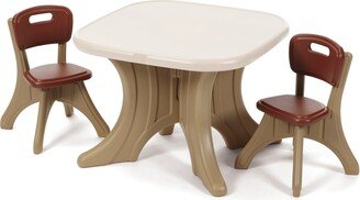 Austiom Leading LLC Kids Plastic Table and Chairs Set, Brown