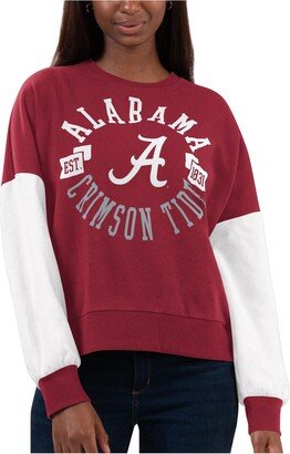 Women's G-iii 4Her by Carl Banks Crimson, White Alabama Crimson Tide Team Pride Colorblock Pullover Sweatshirt - Crimson, White