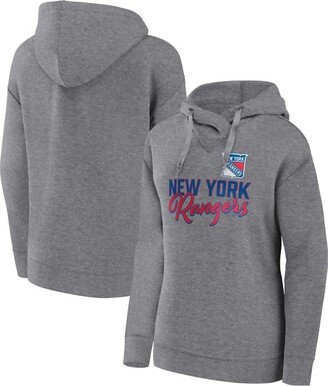 Women's Branded Heather Gray New York Rangers Script Favorite Pullover Hoodie