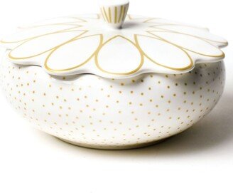 by Laura Johnson Deco Gold Scallop Covered Bowl