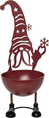 Metal 16 in. Red Christmas Gnome Bowl Decor