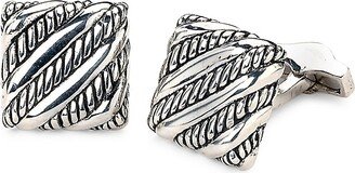 Eli Pebble Sterling Silver Slanted Rope Cufflinks