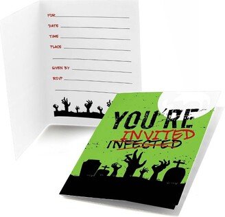 Big Dot of Happiness Zombie Zone - Fill-in Halloween or Birthday Zombie Crawl Party Invitations (8 Count)