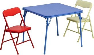 Emma and Oliver Kids Colorful 3 PC Folding Table and Chair Set Daycare Classroom