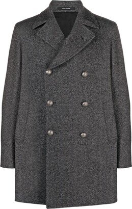 Twill-Weave Double-Breasted Coat