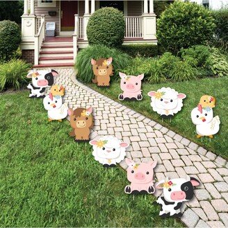 Big Dot Of Happiness Girl Farm Animals - Outdoor Baby Shower or Birthday Party Yard Decorations 10 Pc