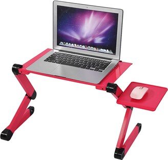 Global Pronex Adjustable Laptop Desk, Portable Computer Stand for Bed with Cooling Fan and Mouse Boad, Red