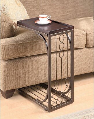 Elegantly Charmed Wood And Metal Snack Table, Brown