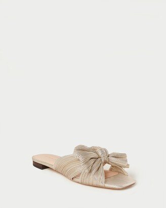 Daphne Platinum Pleated Bow Slide