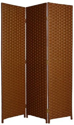 Wooden Foldable 3 Panel Room Divider with Streamline Design, Dark Brown