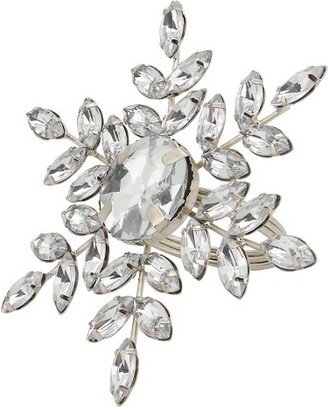 Saro Lifestyle Winter Glamour Beaded Snowflake Napkin Ring (Set of 4), Silver