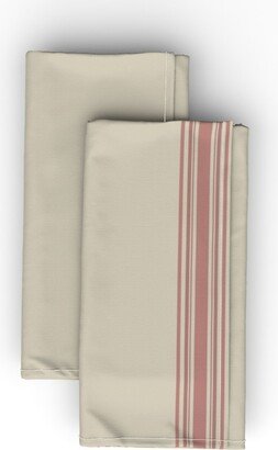 Cloth Napkins: French Feedsack Stripe Cloth Napkin, Longleaf Sateen Grand, Pink