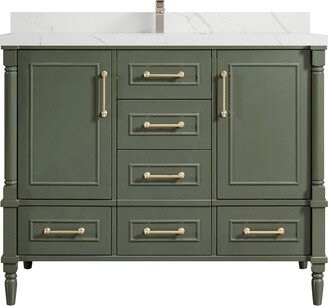 Aberdeen 60 In. W X 22 D Single Sink Bathroom Vanity in Pewter Green With Quartz Or Marble Countertop | Modern Vanity Premium Q