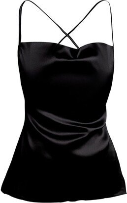 Incantevole Milano Silk Camisole Blouse In Black